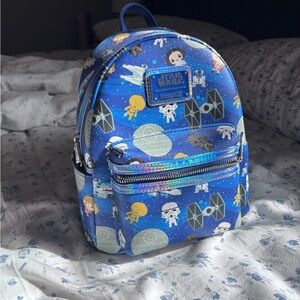 Star Wars blue cartoon character loungefly backpack